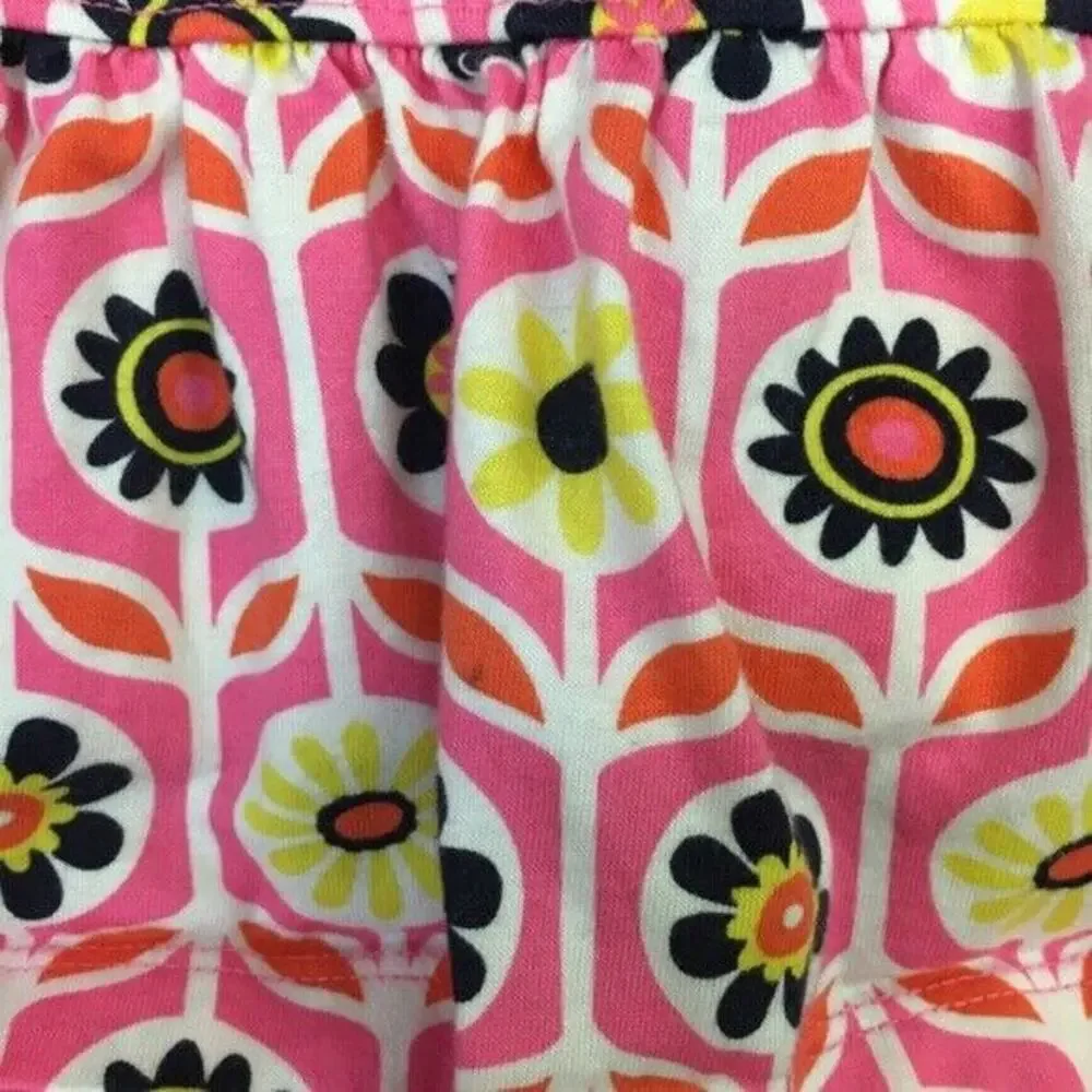 Hanna Andersson Girls Dress Size 80‎ 18-24 Months Orange Pink Flowers